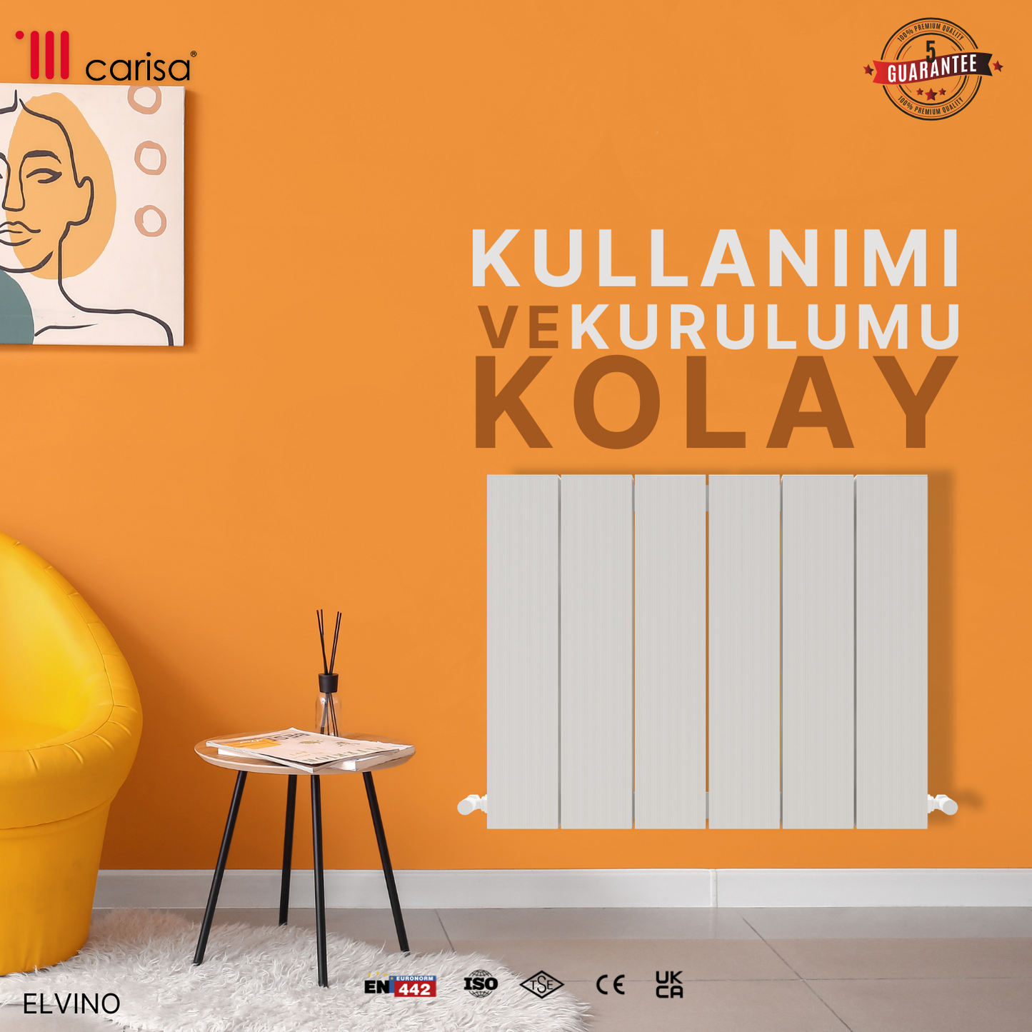 Carisa Elvino Alüminyum Radyatör Beyaz Standart Bağlantı