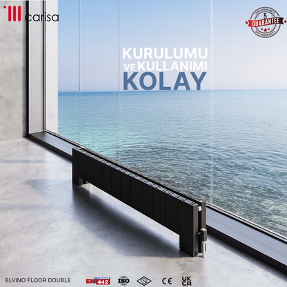 Carisa Elvino Floor Yatay Alüminyum Radyatör Modern Tasarım Siyah