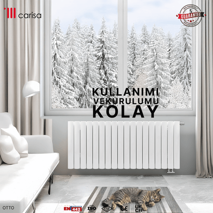 Carisa Otto Yatay Alüminyum Radyatör Modern Tasarım Beyaz