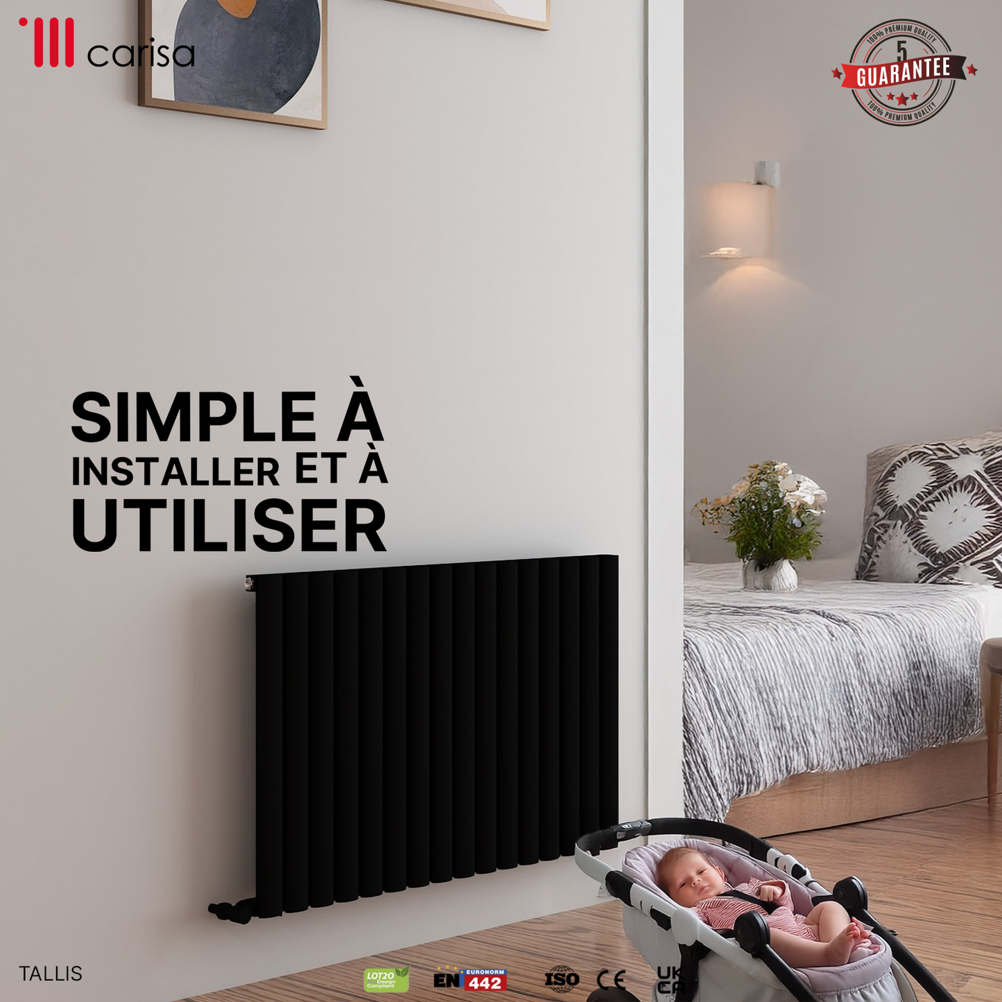Carisa Tallis Yatay Alüminyum Radyatör Modern Tasarım Siyah