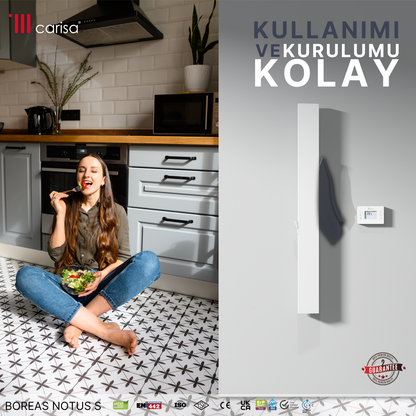 Carisa Boreas Notus S Dikey Elektrikli Radyatör Modern Tasarım Beyaz