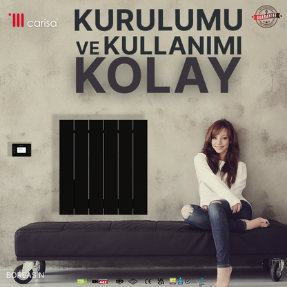 Carisa Boreas N Yatay Elektrikli Radyatör Modern Tasarım Siyah