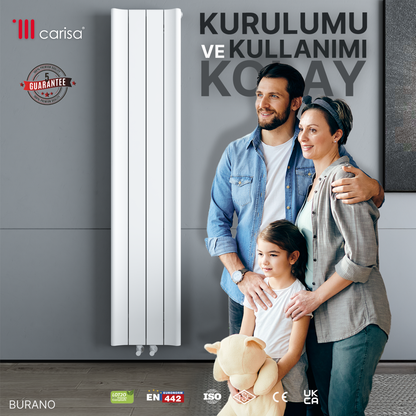 Carisa Burano Dikey Alüminyum Radyatör Modern Tasarım Beyaz
