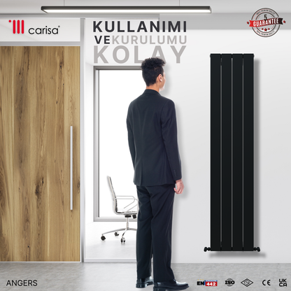 Carisa Angers Dikey Alüminyum Radyatör Modern Tasarım Siyah