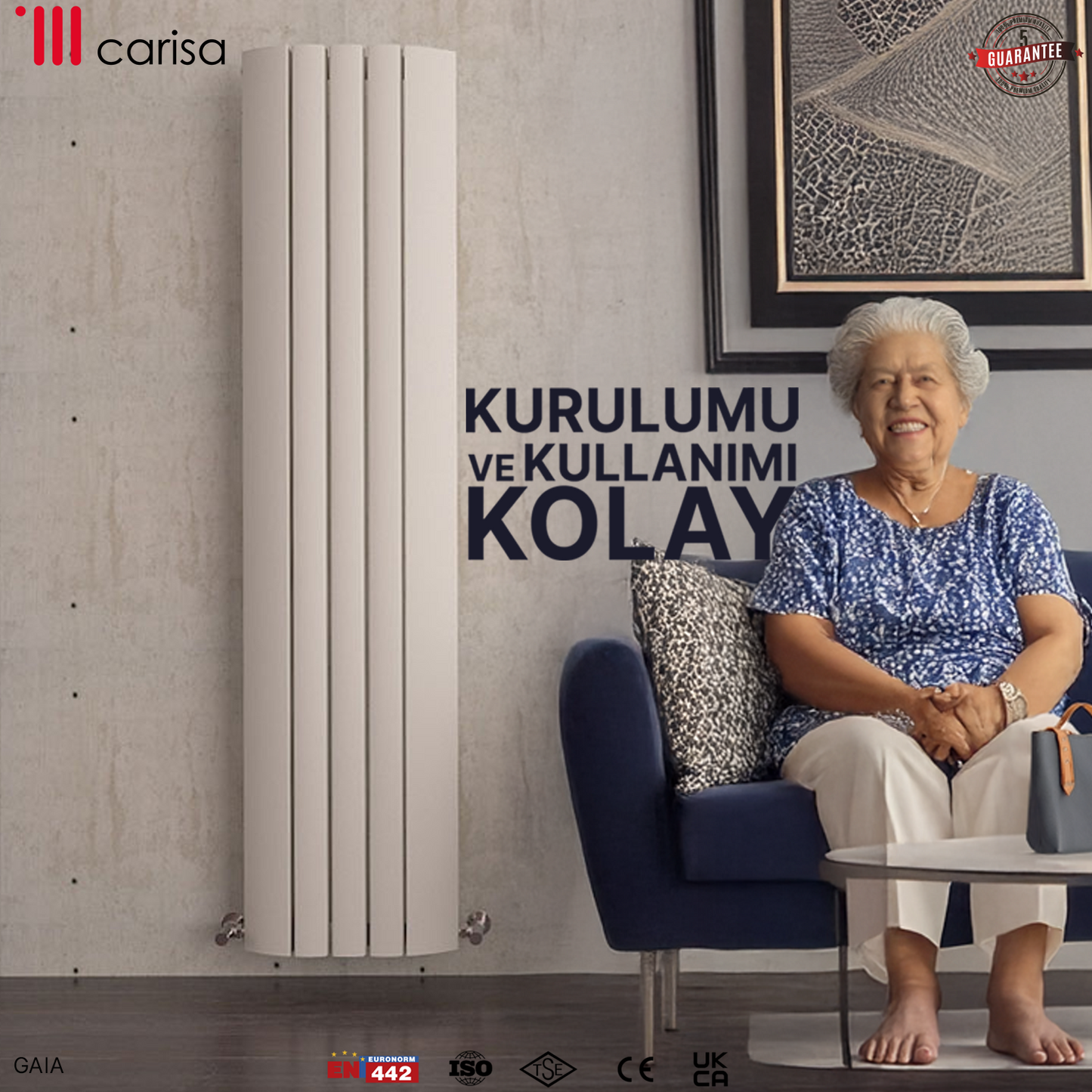 Carisa Gaia Dikey Alüminyum Radyatör Modern Tasarım Beyaz