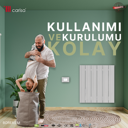 Carisa Boreas M Yatay Elektrikli Radyatör Modern Tasarım Beyaz