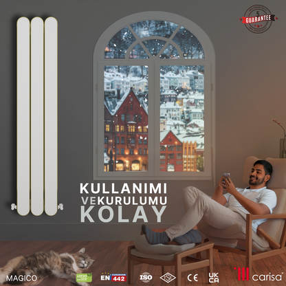 Carisa Magico Dikey Alüminyum Radyatör Modern Tasarım Beyaz