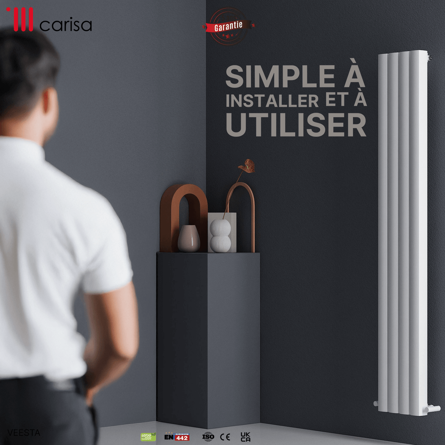 Carisa Vesta Dikey Alüminyum Radyatör Modern Tasarım Beyaz