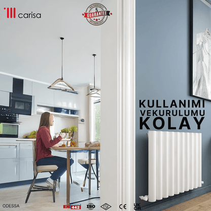 Carisa Odessa Yatay Alüminyum Radyatör Modern Tasarım Beyaz