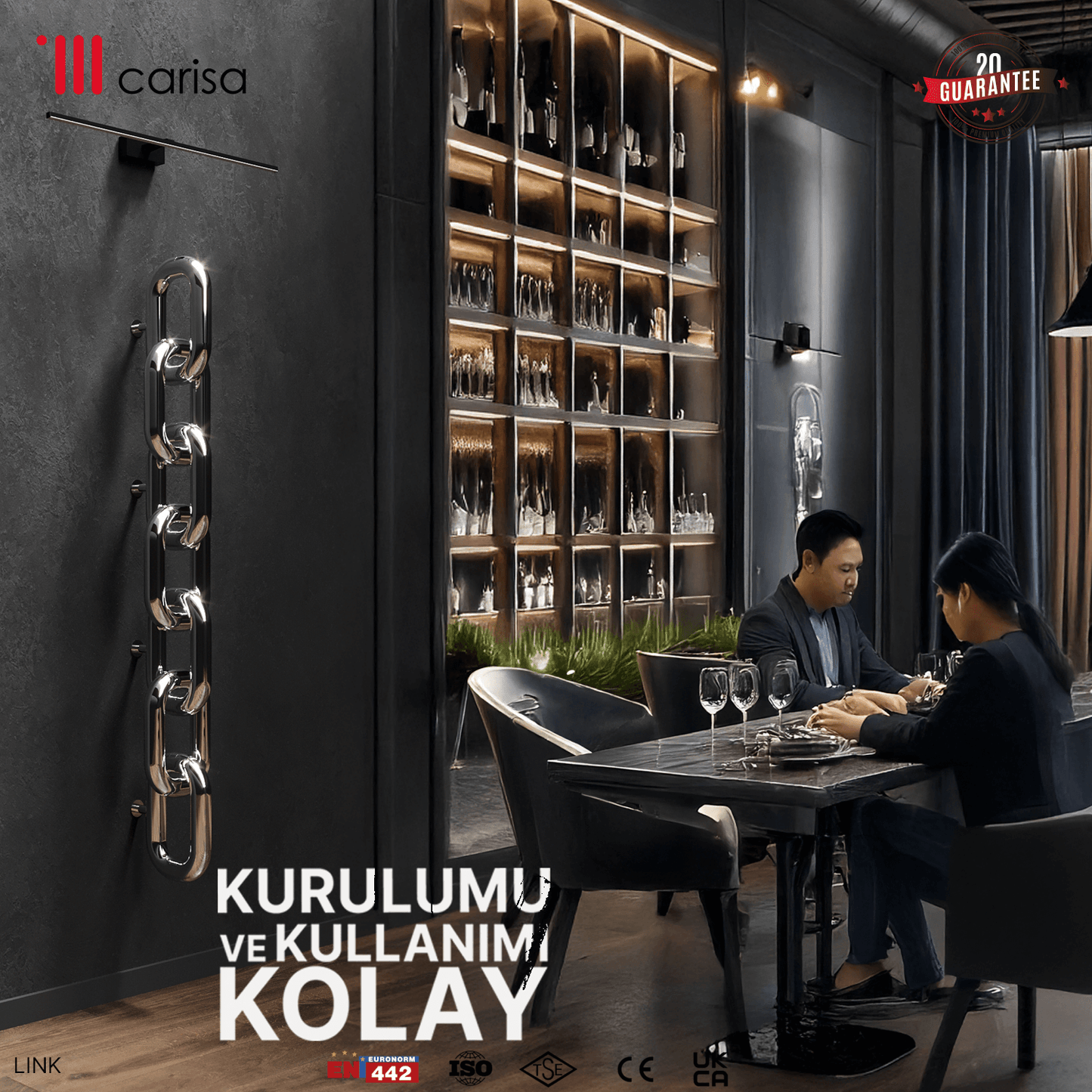 Carisa Link Dikey Paslanmaz Çelik Radyatör Modern Tasarım Ayna Polisaj