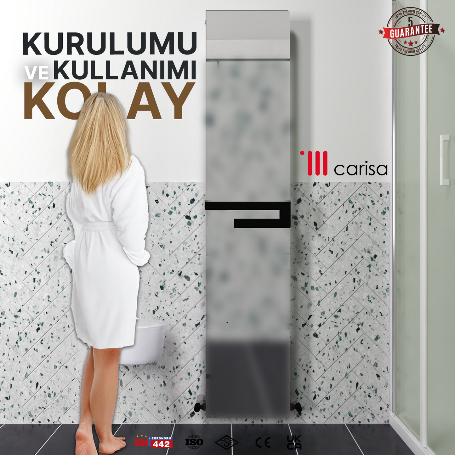 Carisa Elvino Bath Mirror Alüminyum Havlupan Modern Tasarım Siyah