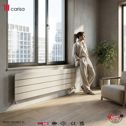 Carisa Nemo Double Xl Yatay Alüminyum Radyatör Modern Tasarım Beyaz
