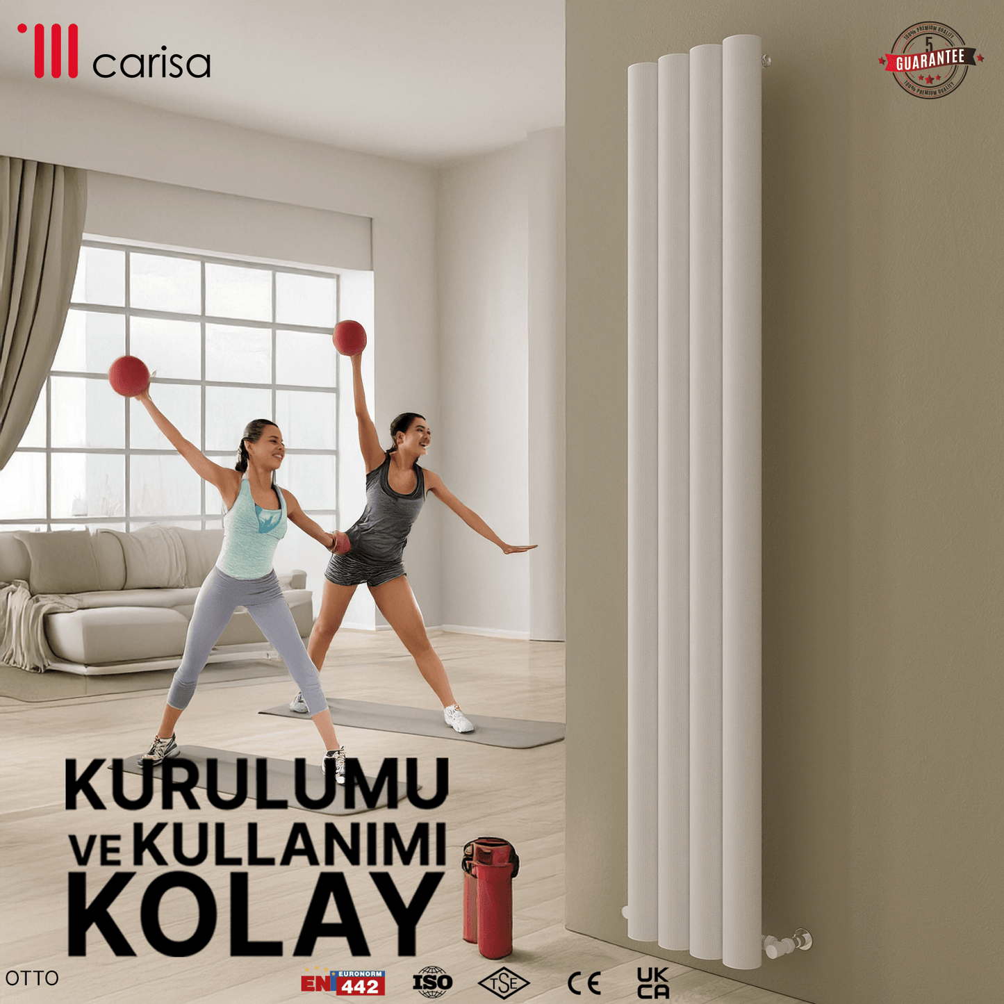 Carisa Otto Dikey Alüminyum Radyatör Modern Tasarım Beyaz