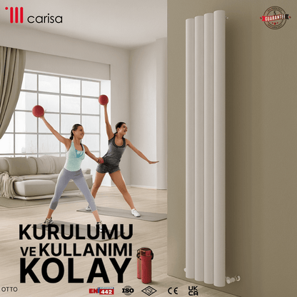 Carisa Otto Dikey Alüminyum Radyatör Modern Tasarım Beyaz