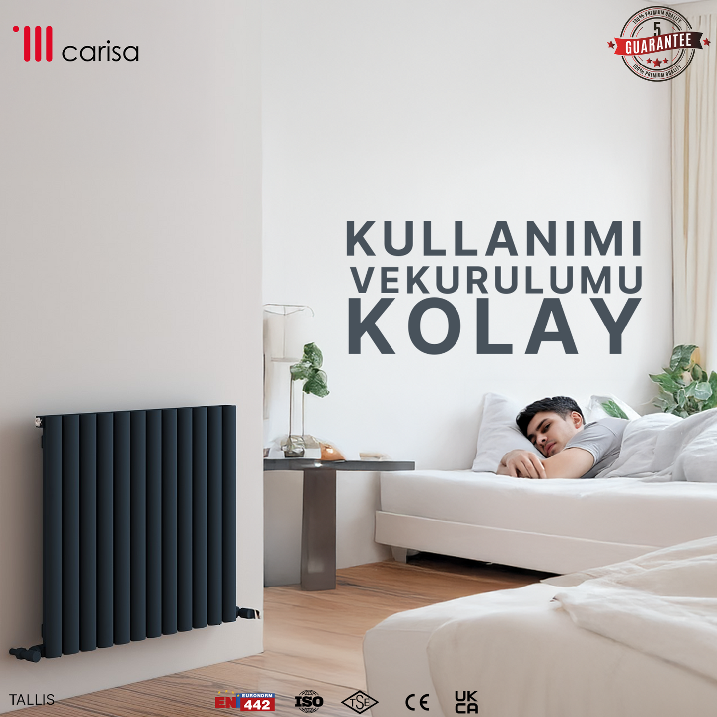 Carisa Tallis Yatay Alüminyum Radyatör Modern Tasarım Antrasit