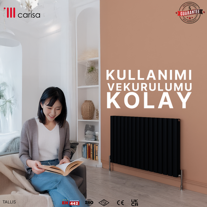 Carisa Tallis Double Alüminyum Radyatör Siyah Standart Bağlantı