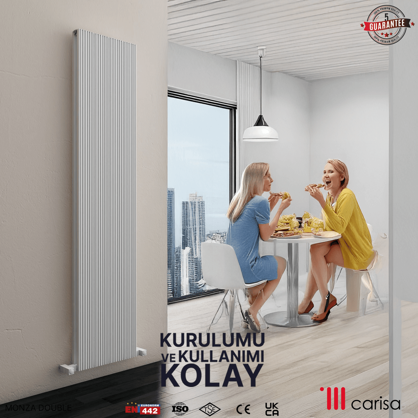 Carisa Monza Dikey Alüminyum Radyatör Modern Tasarım Beyaz