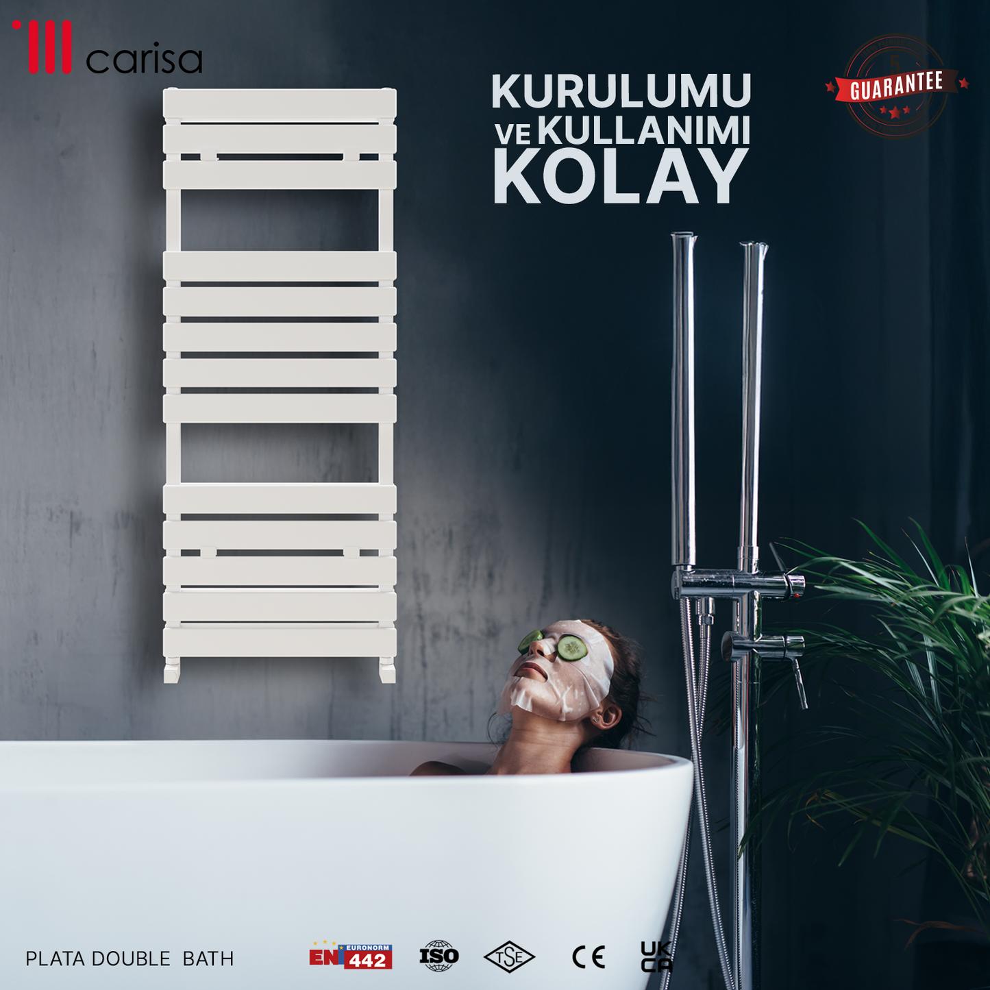 Carisa Plata Double Bath Alüminyum Havlupan Modern Tasarım Beyaz