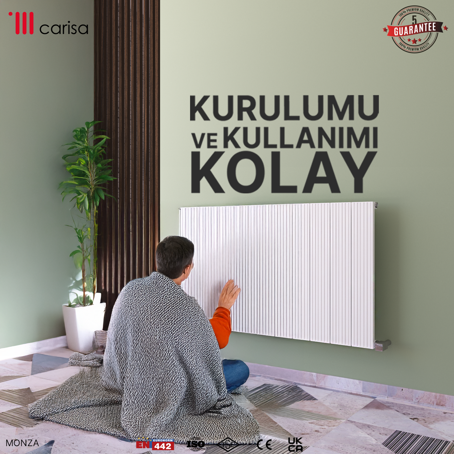 Carisa Monza Yatay Alüminyum Radyatör Modern Tasarım Beyaz