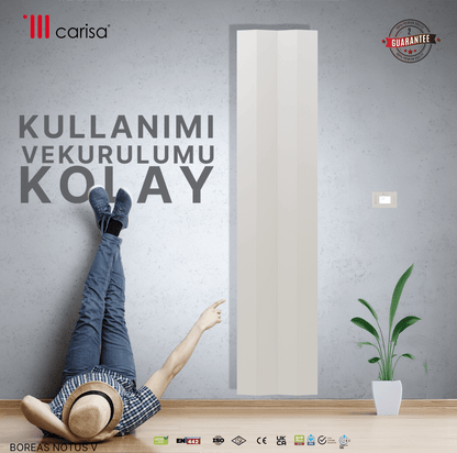 Carisa Notus V Dikey Elektrikli Radyatör Modern Tasarım Beyaz