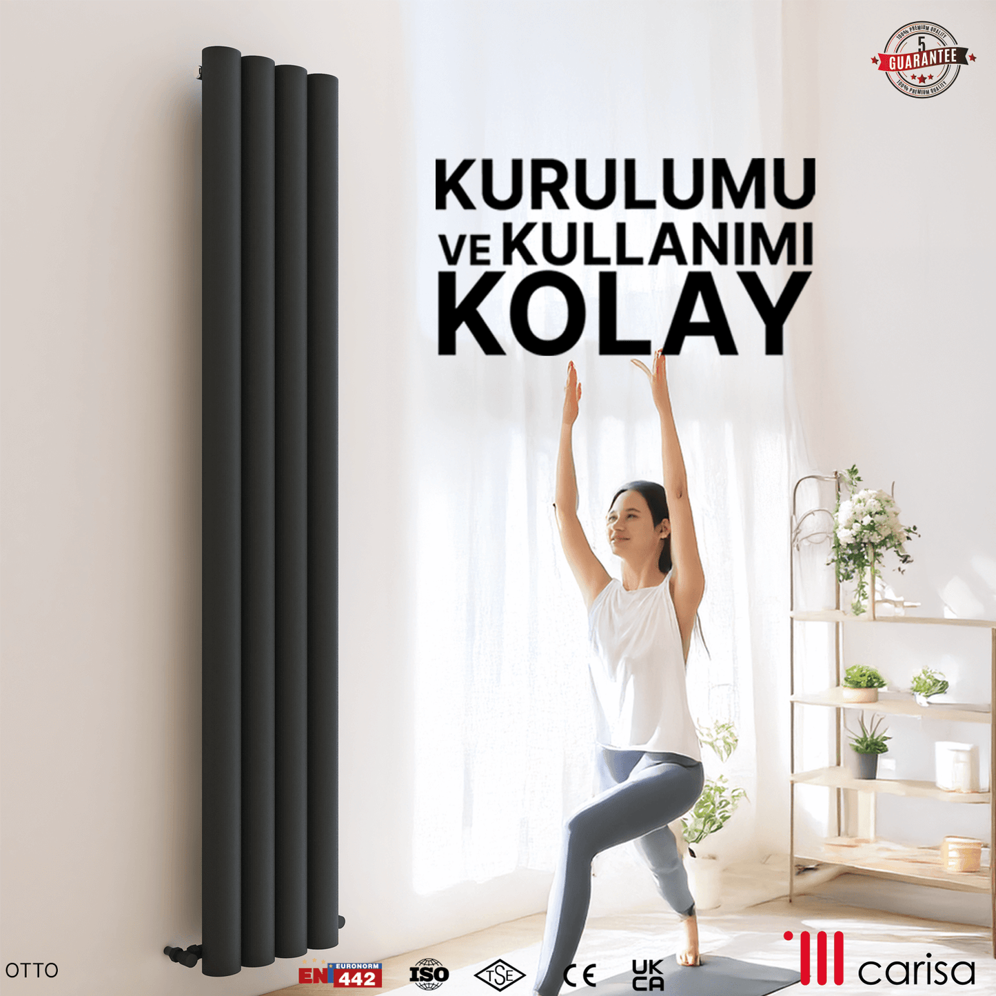 Carisa Otto Dikey Alüminyum Radyatör Modern Tasarım Antrasit