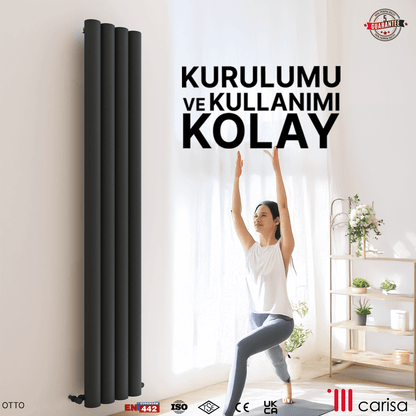 Carisa Otto Dikey Alüminyum Radyatör Modern Tasarım Antrasit