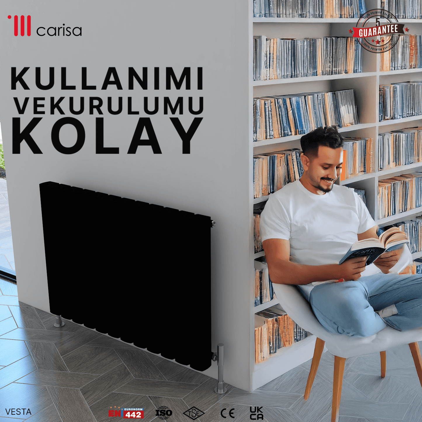 Carisa Vesta Yatay Alüminyum Radyatör Modern Tasarım Siyah