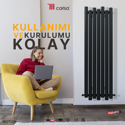 Carisa Motion Dikey Alüminyum Radyatör Modern Tasarım Antrasit