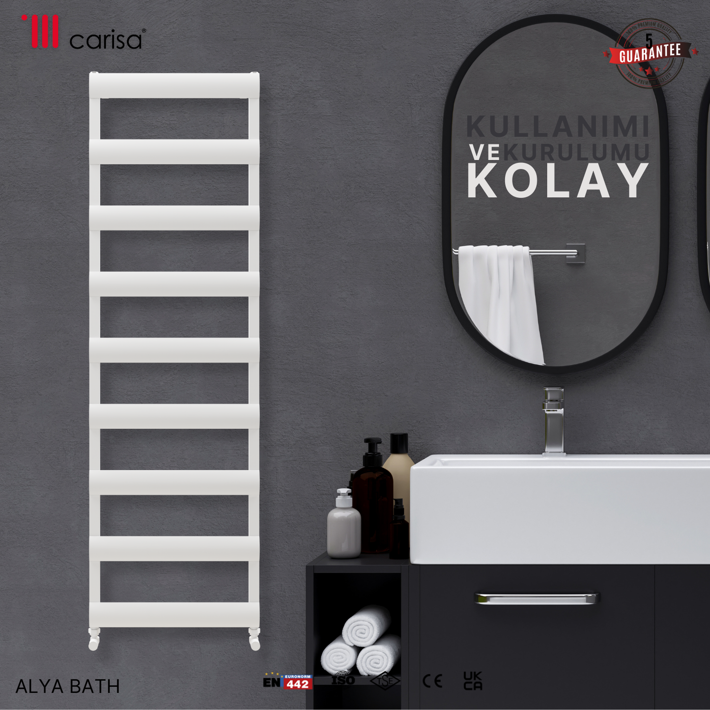 Carisa Alya Bath Alüminyum Havlupan Modern Tasarım Beyaz