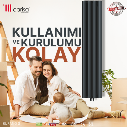 Carisa Burano S Dikey Alüminyum Radyatör Modern Tasarım Antrasit