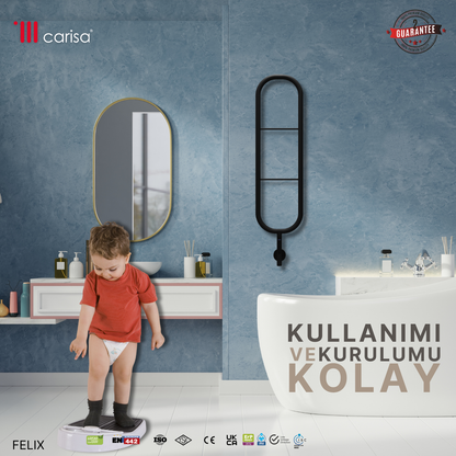 Carisa Felix Elektrikli Havlu Isıtıcı, Paslanmaz Çelik – Mat Siyah