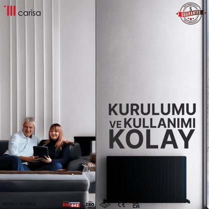 Carisa Monza Yatay Alüminyum Radyatör Modern Tasarım Siyah