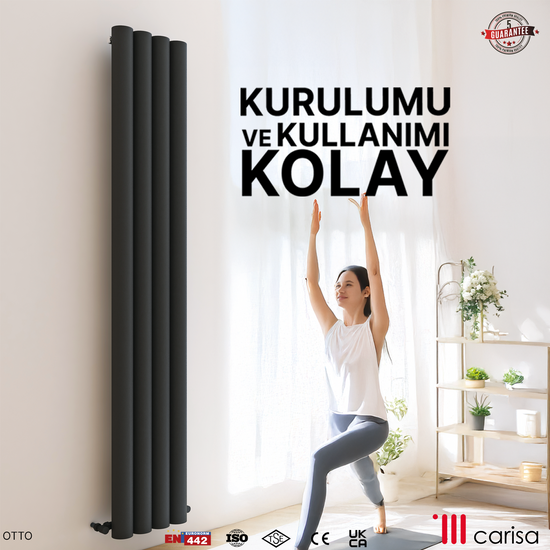 Carisa Otto Dikey Alüminyum Radyatör Modern Tasarım Siyah