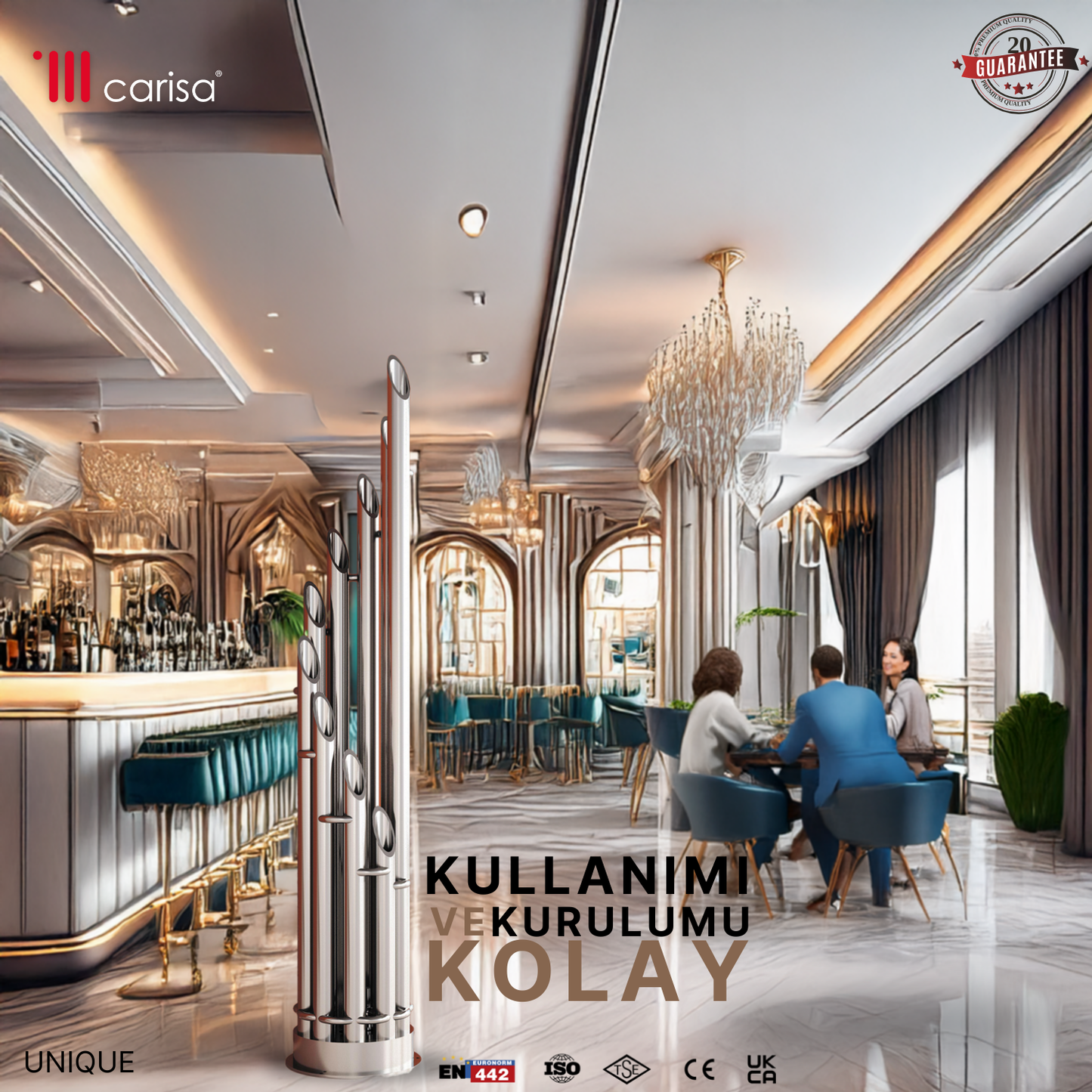 Carisa Unique Dikey Paslanmaz Çelik Radyatör Modern Tasarım Satine