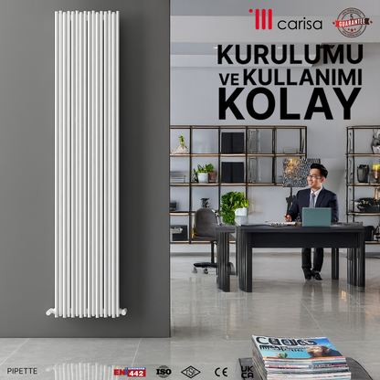 Carisa Pipette Dikey Alüminyum Radyatör Modern Tasarım Beyaz