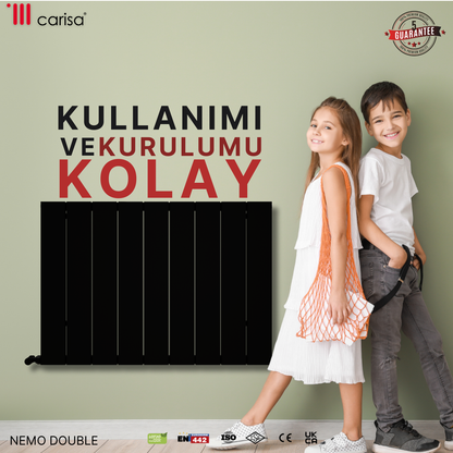 Carisa Nemo Double Alüminyum Radyatör Siyah Standart Bağlantı