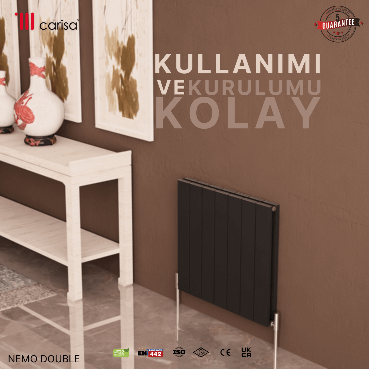 Carisa Nemo Yatay Alüminyum Radyatör Modern Tasarım Antrasit