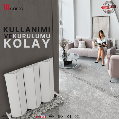 Carisa Nixie Yatay Alüminyum Radyatör Modern Tasarım Beyaz