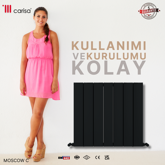 Carisa Moscow C Yatay Alüminyum Radyatör Modern Tasarım Antrasit