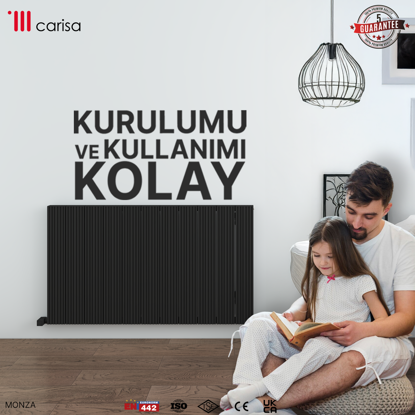 Carisa Monza Yatay Alüminyum Radyatör Modern Tasarım Siyah