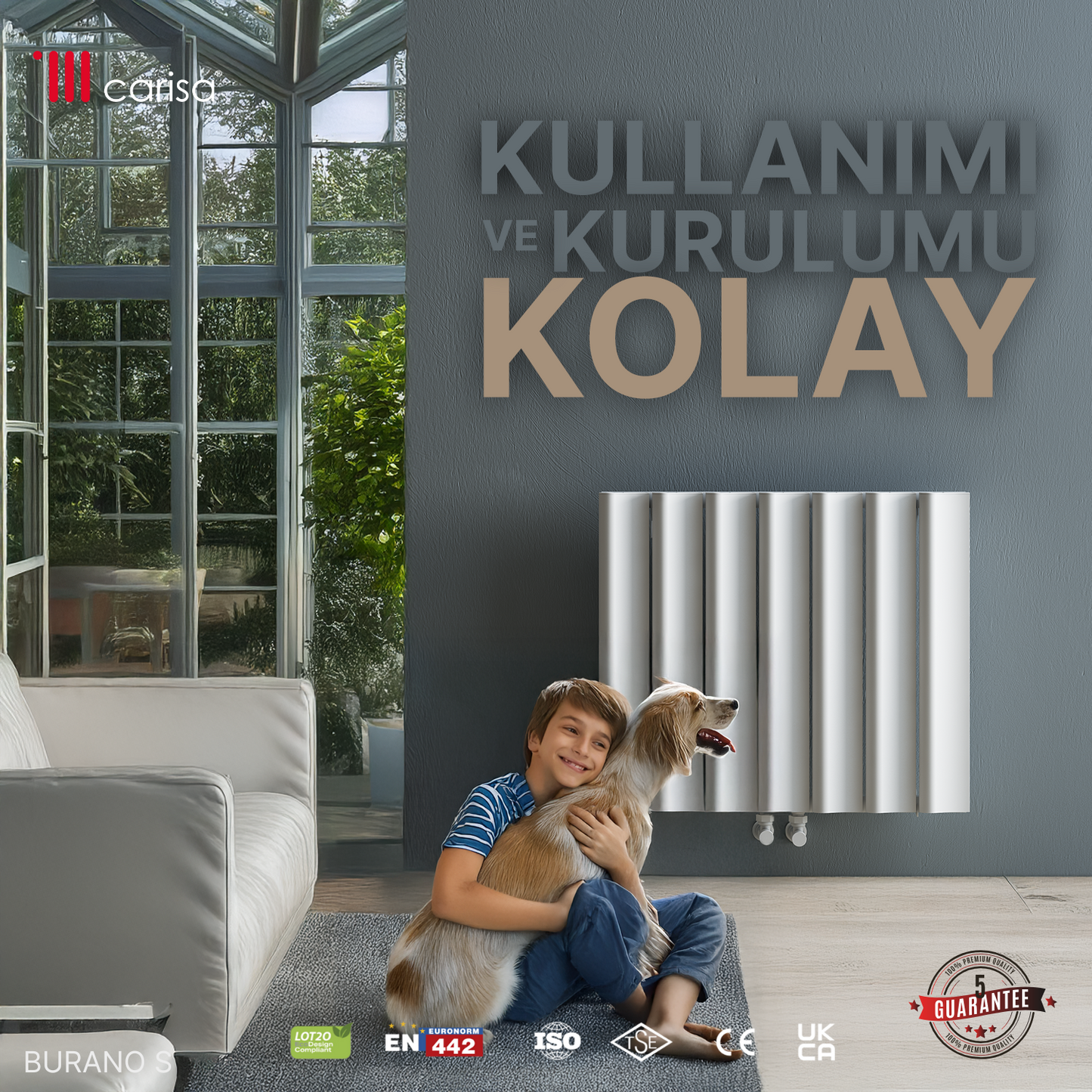 Carisa Burano S Yatay Alüminyum Radyatör Modern Tasarım Beyaz