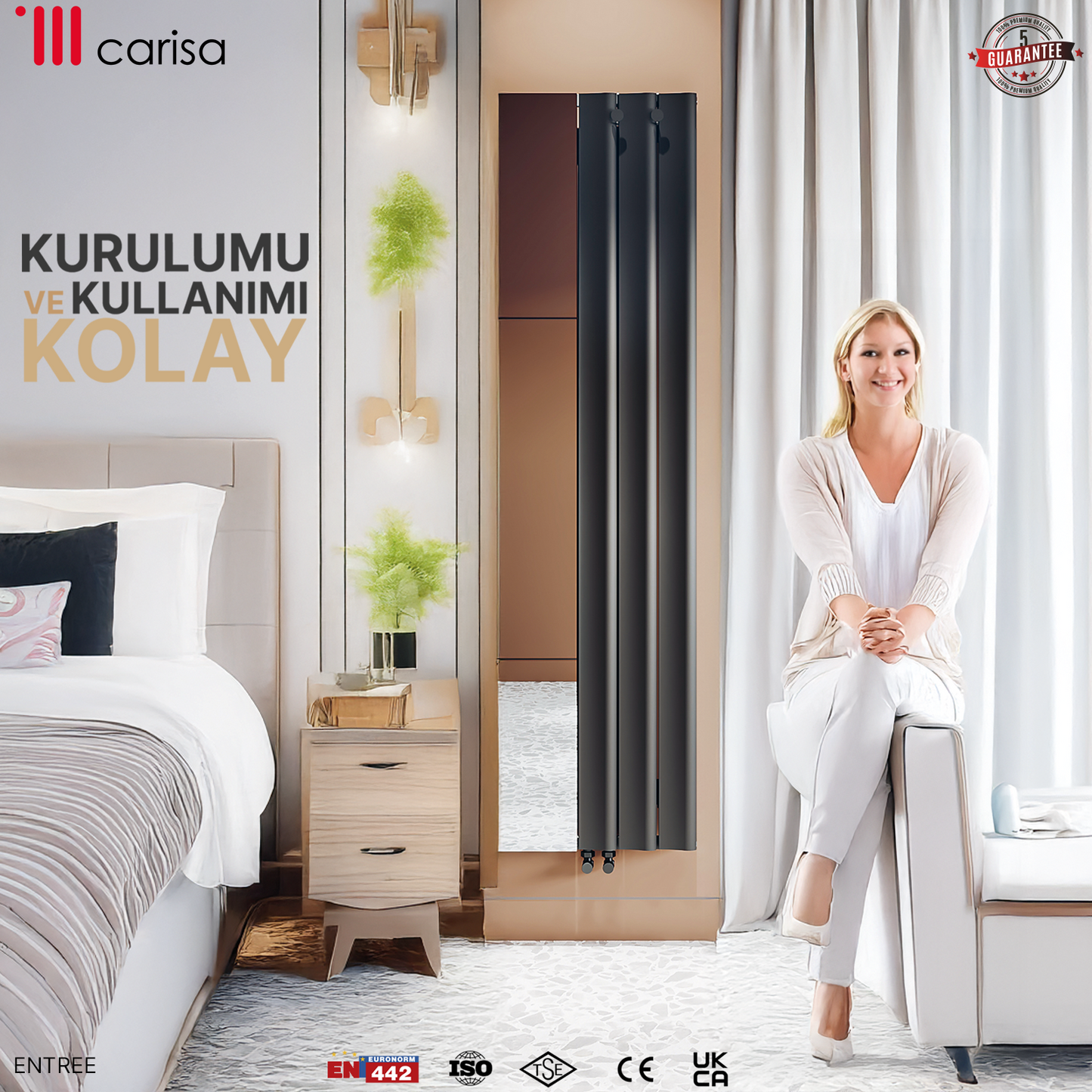 Carisa Entree Dikey Alüminyum Radyatör Modern Tasarım Antrasit