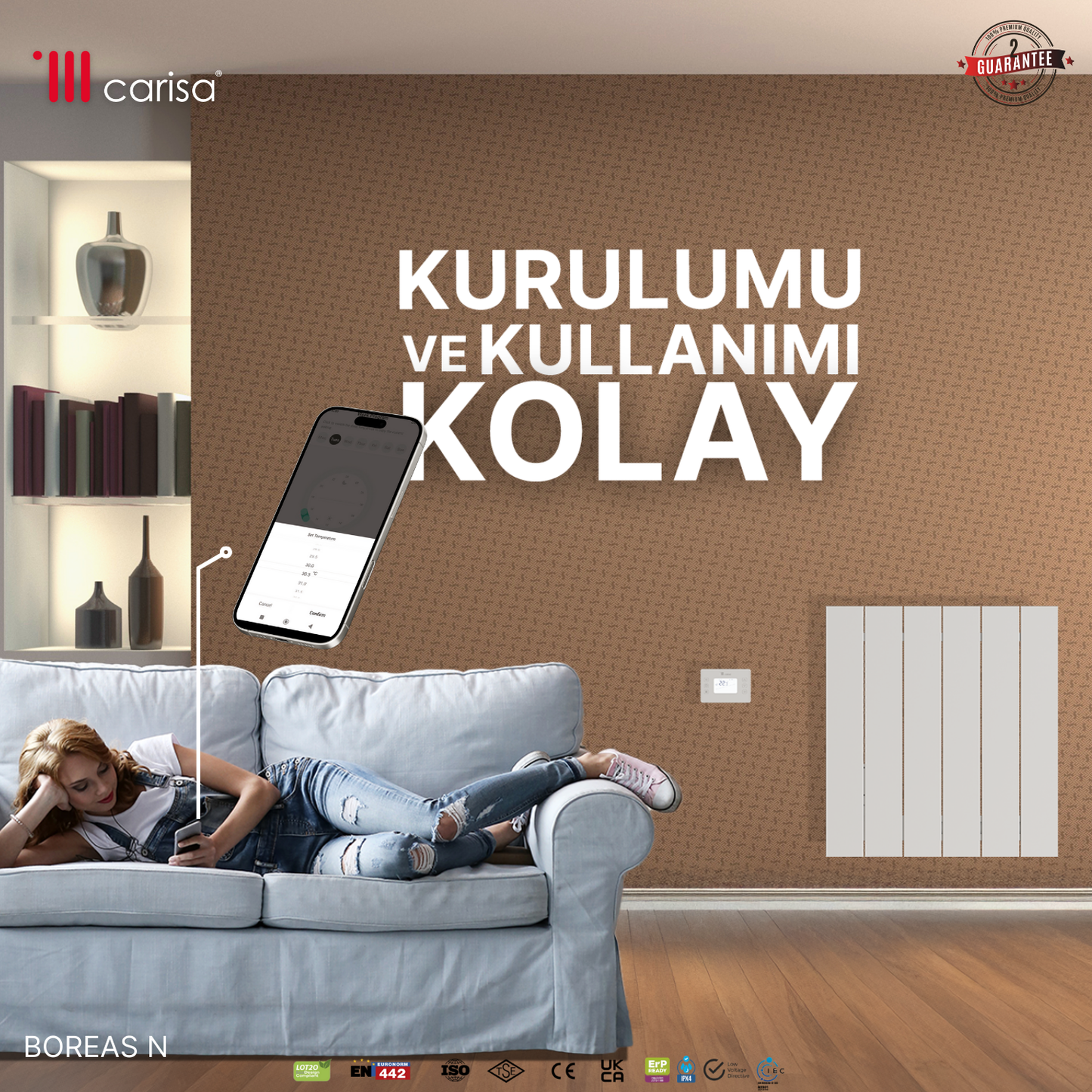 Carisa Boreas N Yatay Elektrikli Radyatör Modern Tasarım Beyaz