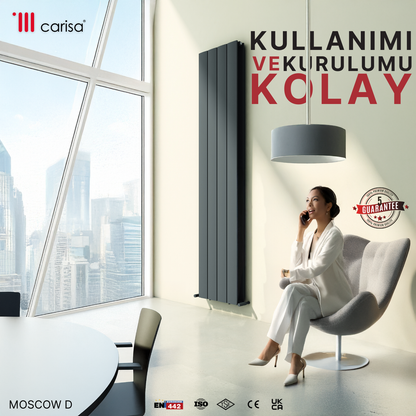 Carisa Moscow D Dikey Alüminyum Radyatör Modern Tasarım Antrasit