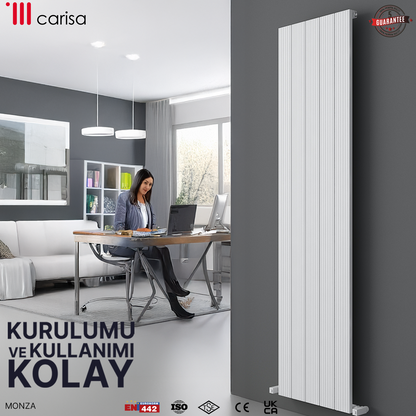 Carisa Monza Dikey Alüminyum Radyatör Modern Tasarım Beyaz
