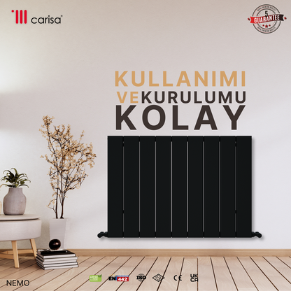 Carisa Nemo Alüminyum Radyatör Siyah Standart Bağlantı