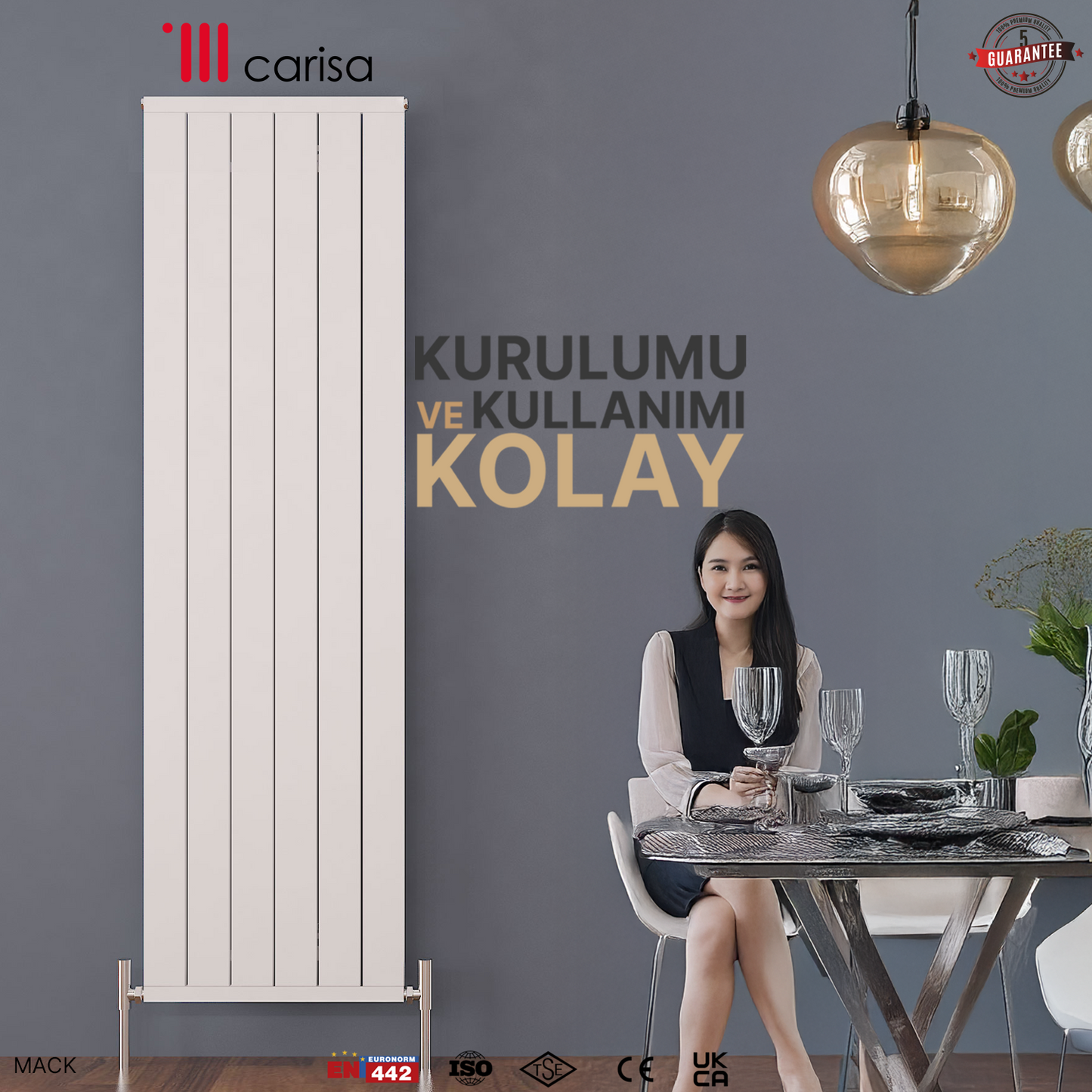 Carisa Mack Dikey Alüminyum Radyatör Modern Tasarım Beyaz