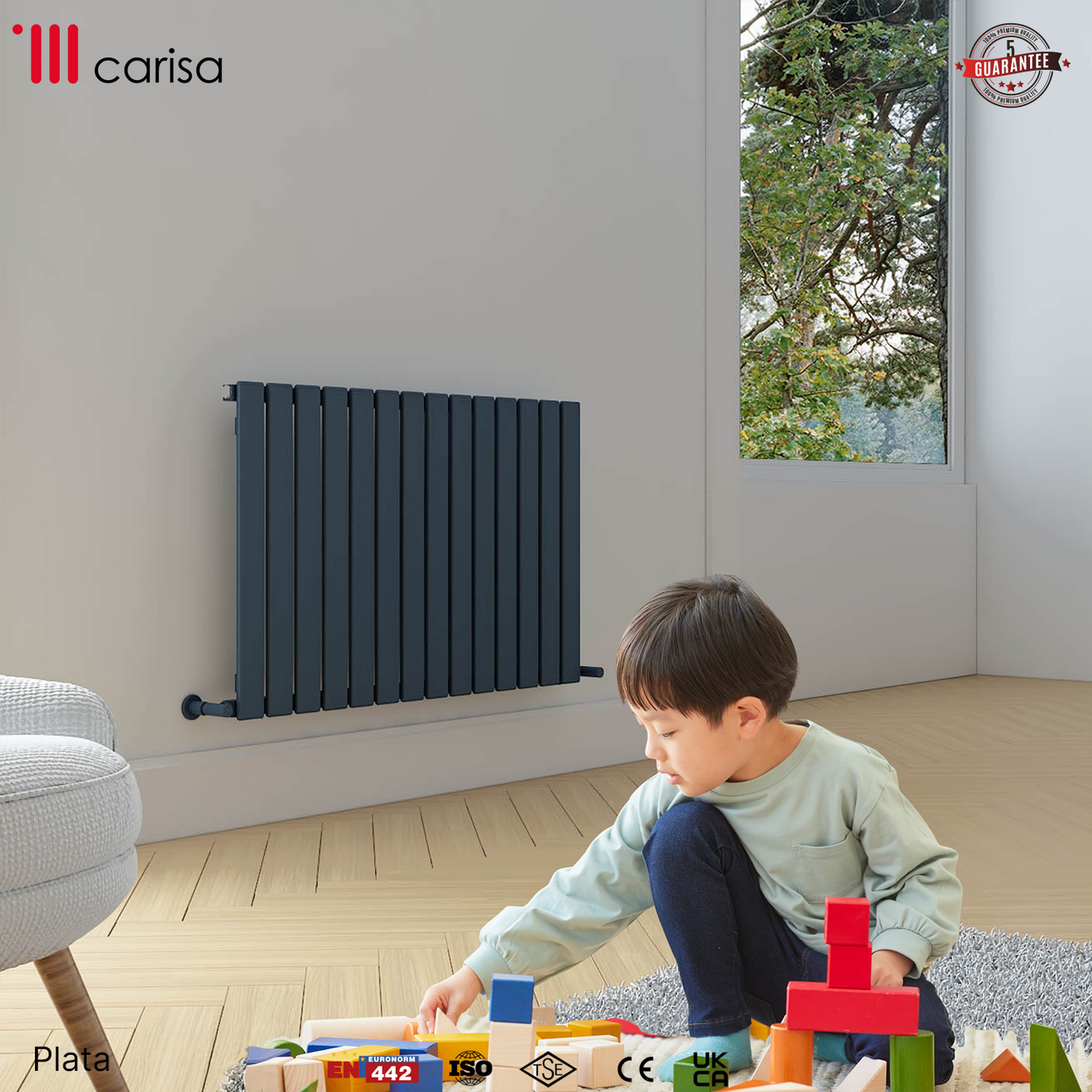 Carisa Plata Yatay Alüminyum Radyatör Modern Tasarım Antrasit