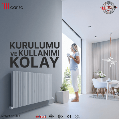 Carisa Monza Yatay Alüminyum Radyatör Modern Tasarım Beyaz
