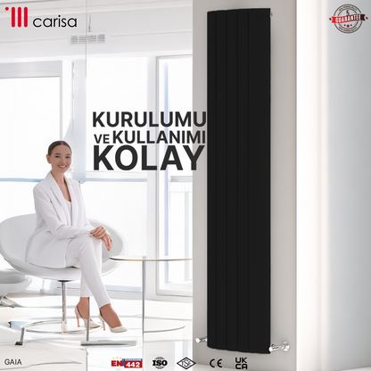 Carisa Gaia Dikey Alüminyum Radyatör Modern Tasarım Siyah